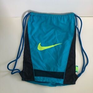 Nike  Logo Swoosh Blue Drawstring Gym Bag Backpack Training Sports Tote